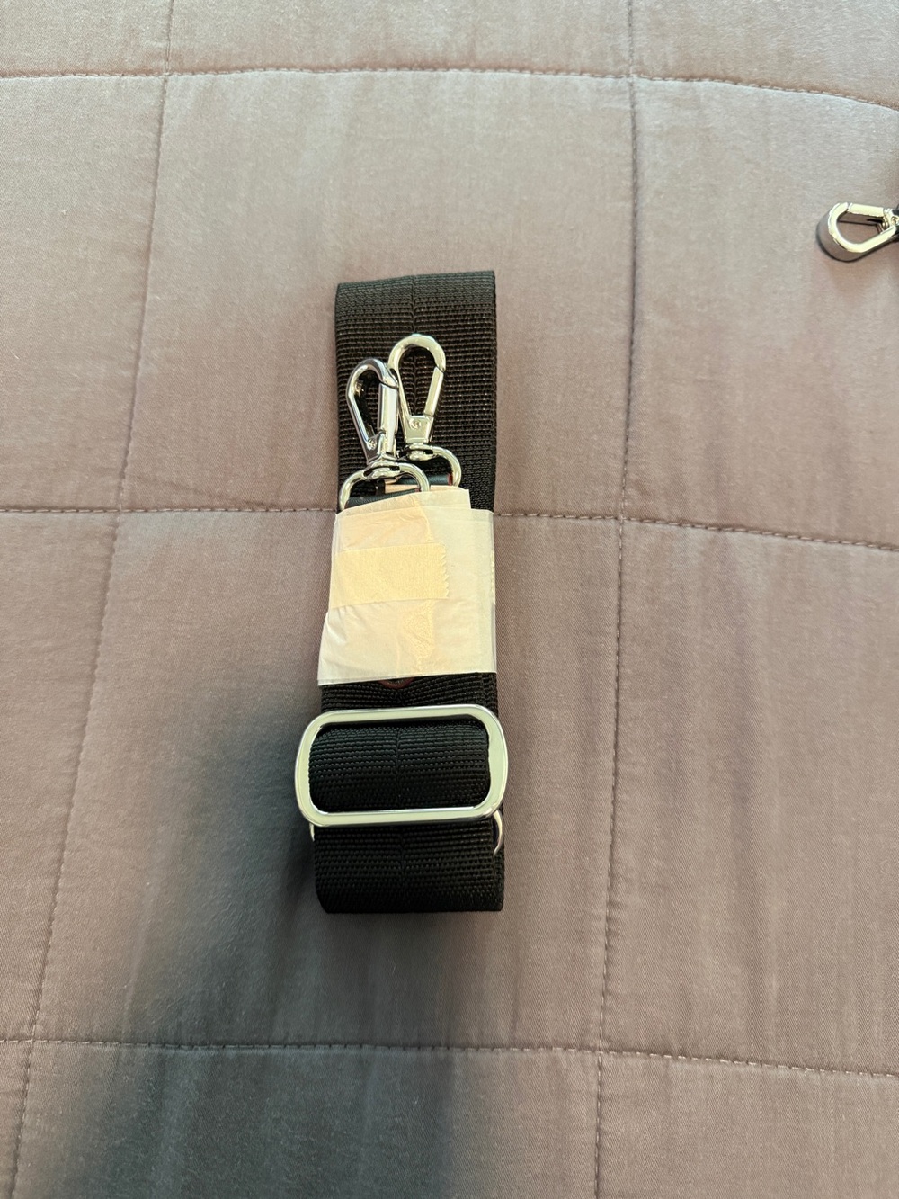 Brand new MZ Wallace Adjustable Black Webbing Shoulder Strap with Silver Hardwar